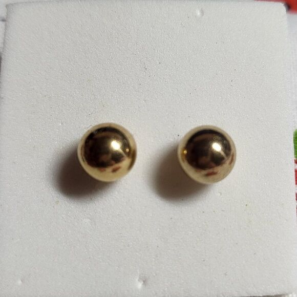 Gold Over Sterling Silver Ball Stud Earrings - Picture 1 of 6